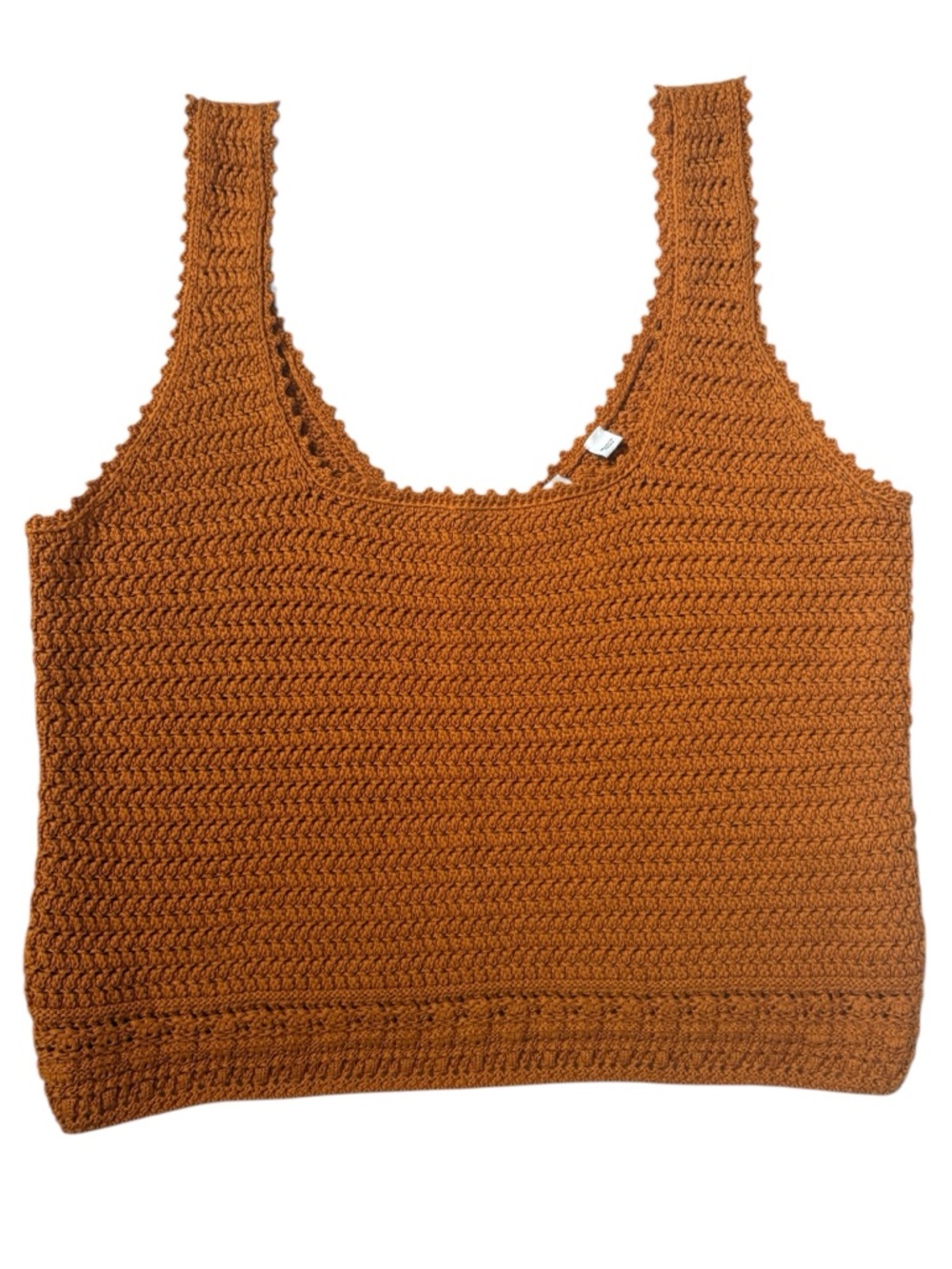Vince Burnt Orange Crochet Square Neck Camisole Tank Size Large